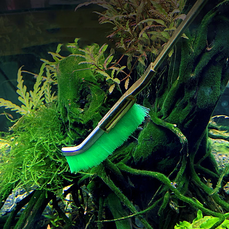 13cm Steel Wire Brush Aquarium Algae Cleaning Brush Nylon Brush Aquarium Cleaner Fish Tank Stain Cleaning Tools Accessories 3pcs