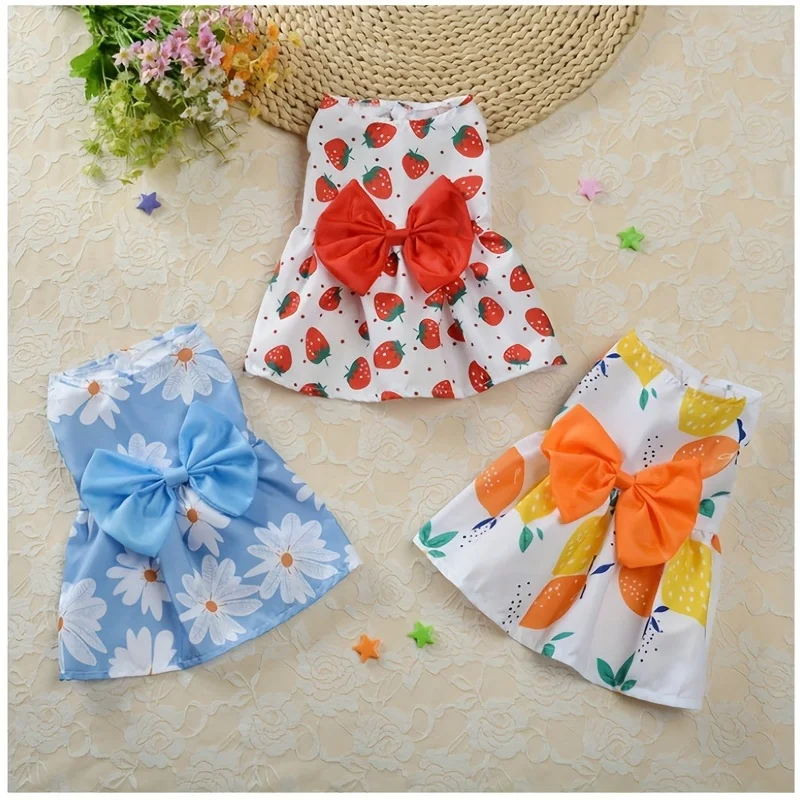 Pet Dress,Soft & Sleeveless Floral Outfit for Cats and Dogs, Perfect for Daily Wear & Special Occasions,Dog skirts