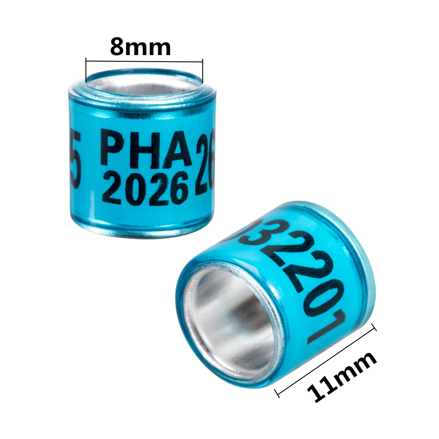 PHA 2026/2027 Pigeon Foot Ring ID 8mm With Numbers Aluminum Plastic Racing Pigeon Outdoor Training Marking Ring 60 Pcs
