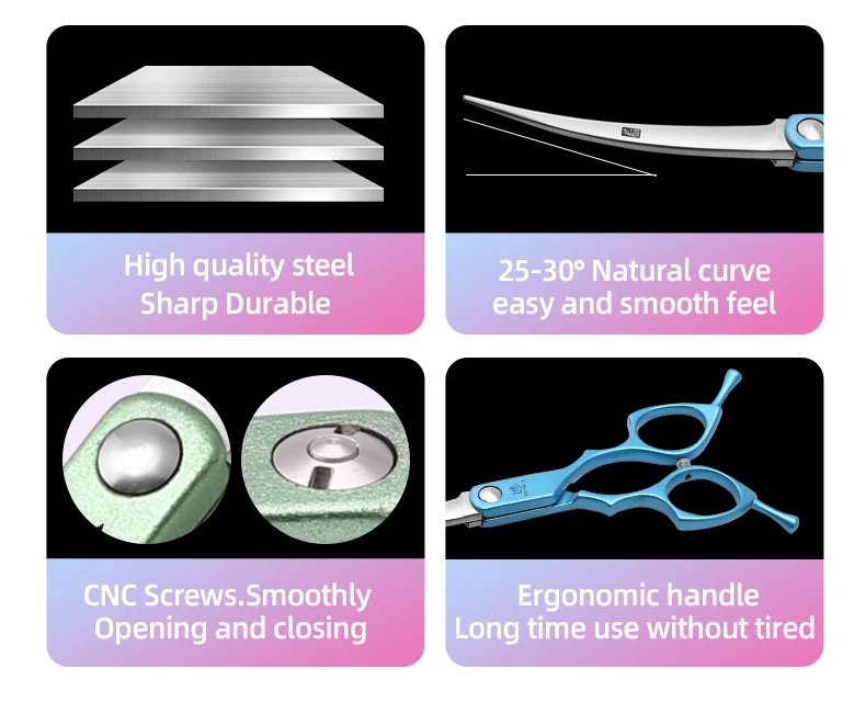 Fenice 6.5 Inch Professional Dog Grooming Scissors Set Kits Straight&Thinner&Curved Grooming Shears Tool Set Tesoura Wmark