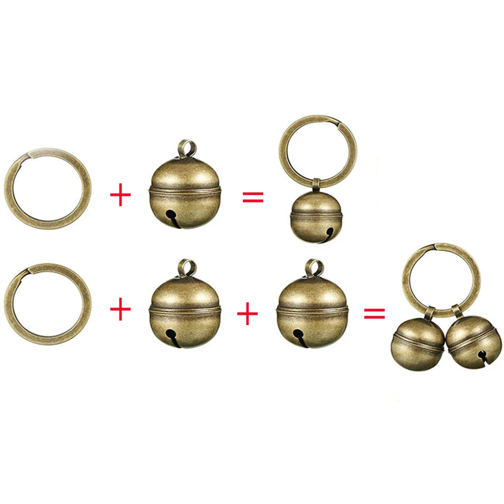 Cat Dog Collar Bells Brass Bells For Collar Dog Charm Bells Pet Pendant with Key Rings For Collars Necklace Pet Accessories