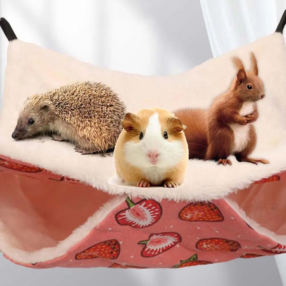 Warm Winter Plush For Small Animal Pet Cage Accessories Hamster House Rat Bed Guinea Pig Hideout Hanging Hammock