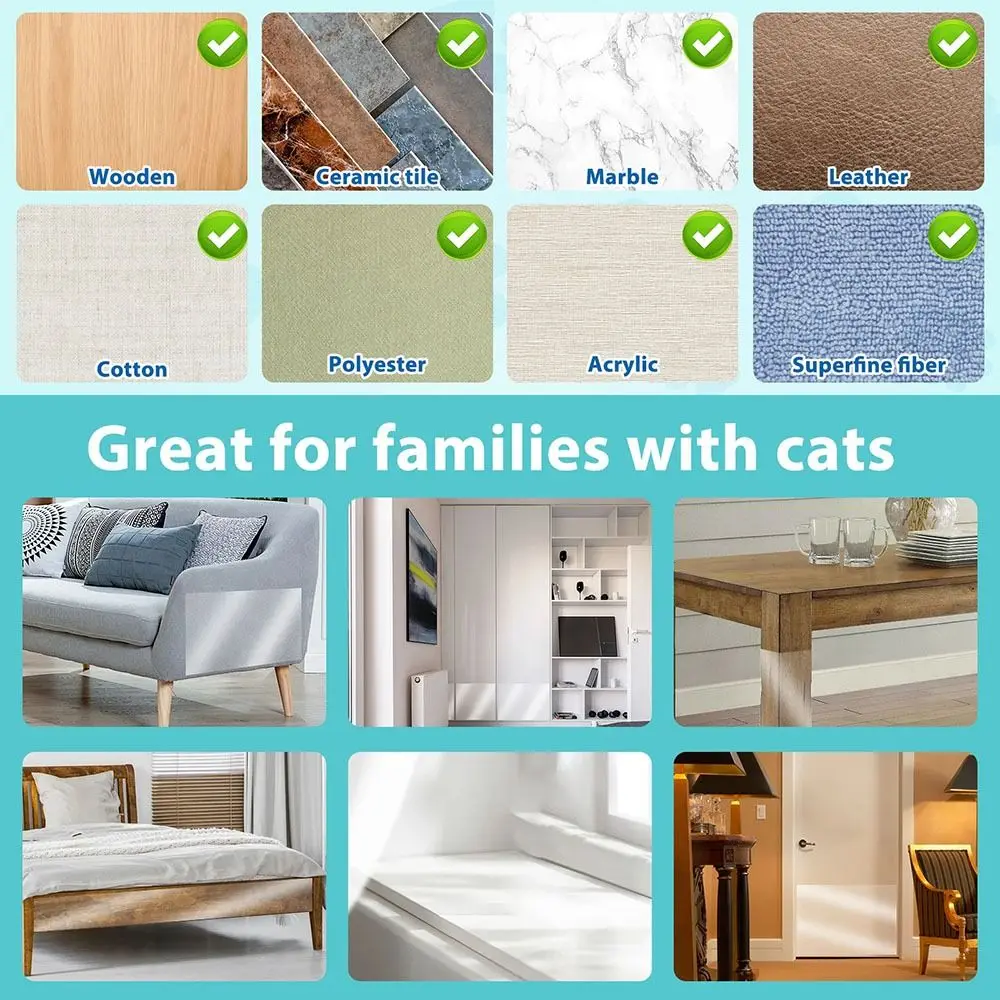 Anti Cat Scratch Furniture Protector Cat Training Protectors PVC Transparent Tape Couch Guard Pads Stickers for Couch Sofa