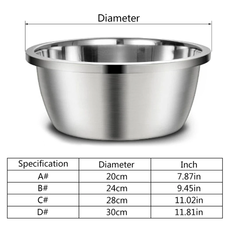 Stainless Steel Dog Feeders 20cm 24cm 28cm 30cm Round Water Food Bowl for Small Medium Large Dogs Pet Supplies