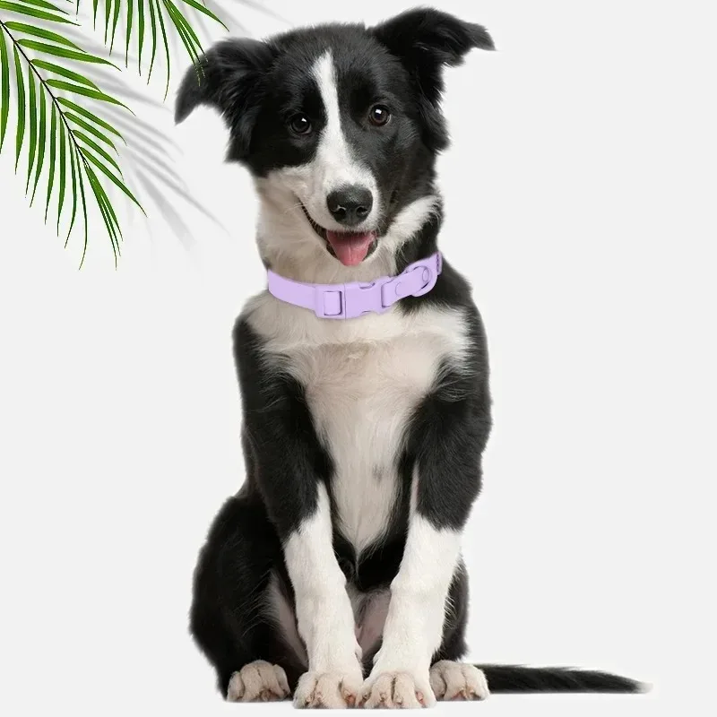 New Macaron Colored PVC Dog Collar Waterproof Dirt Resistant Easy To Clean Pet Collar Adjustable Neck Collar Pet Dog Collar