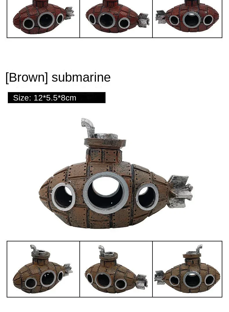 Resin Submarine Ornaments Aquarium Fish Tank Decoration Fish Shrimp Shelter Cave Landscaping Accessories for Aquarium Fish Tank