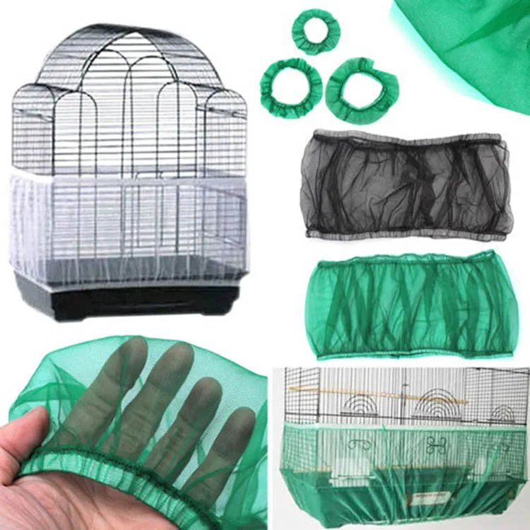 Birdcage Cover Nylon Mesh Bird Parrot Cover Dust Blocking Breathable Fabric Mesh Protective Hood Easy Cleaning Cage Accessories