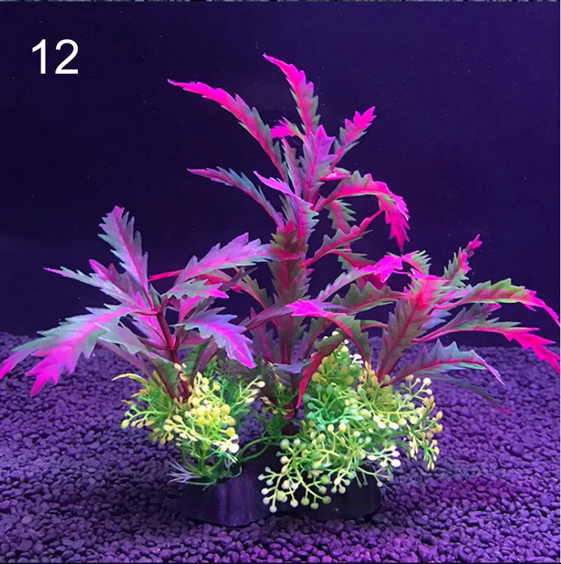 12 Kinds Artificial Aquarium Decor Plants Water Weeds Ornament Aquatic Plant Fish Tank Grass Decoration Accessories 14cm