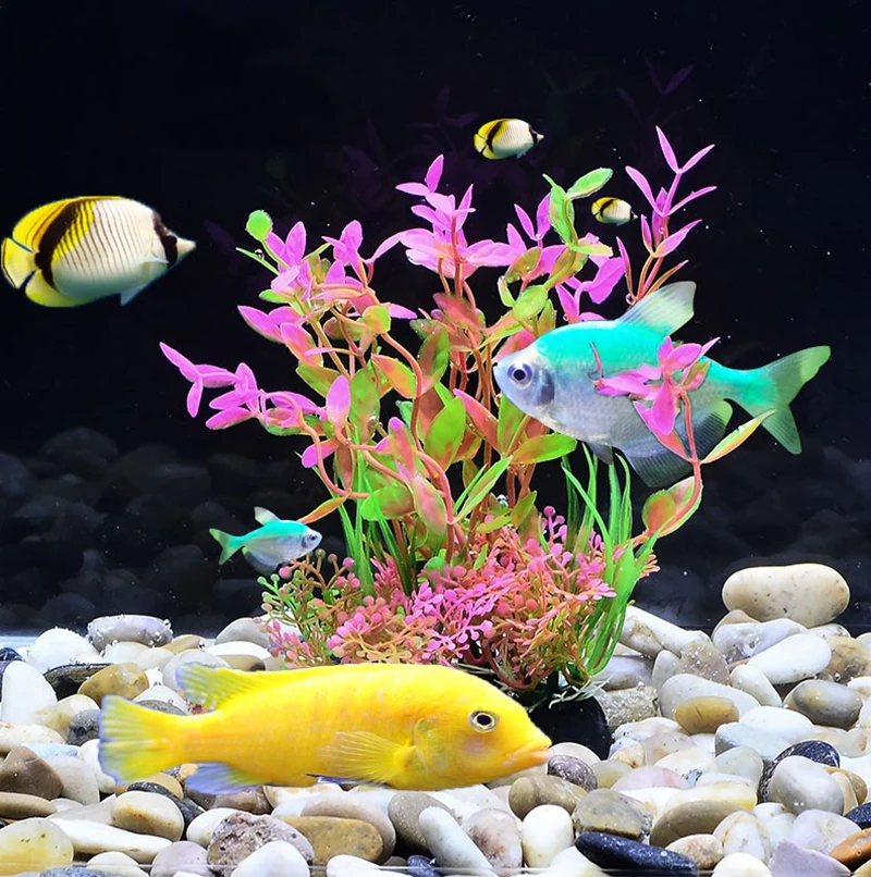 12 Kinds Artificial Aquarium Decor Plants Water Weeds Ornament Aquatic Plant Fish Tank Grass Decoration Accessories 14cm