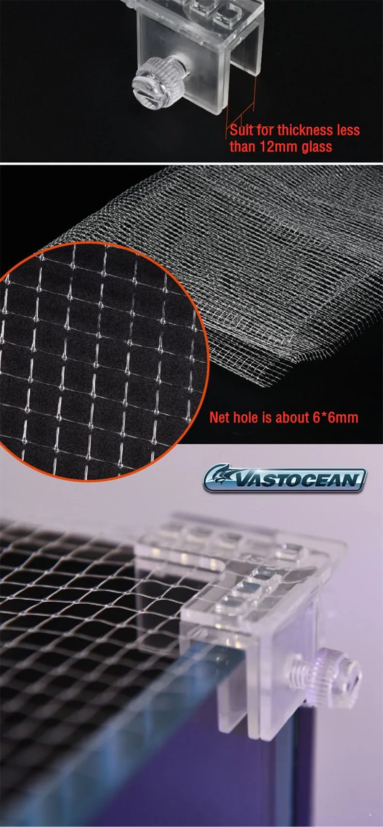 Vastocean Aquarium Screen Net Fish Tank Anti-Jumping Net Covering Replacement Mesh Netting Fish Tank Covering Replacement Net