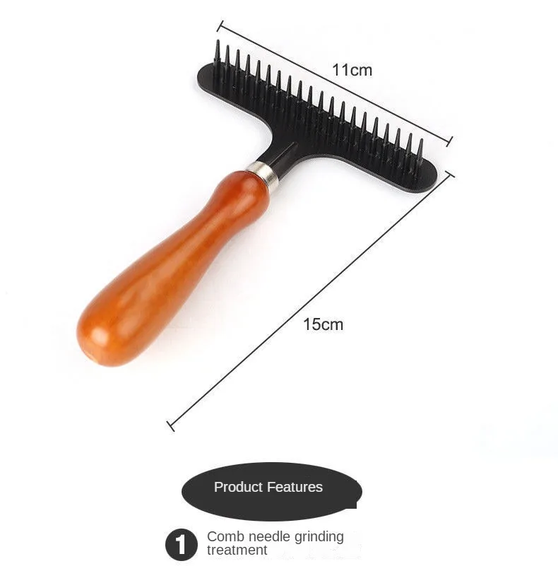 Pet Long Short Hair Wood Deshedding Tool Dog Hair Undercoat Rake Deshedding Tool For Dogs And Cats Pet Grooming Rake