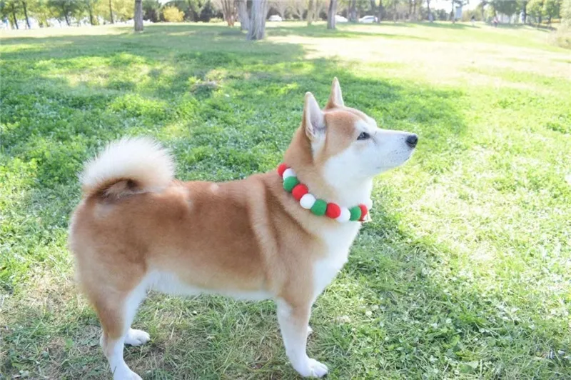Pet Dog Bow Tie Rainbow Flower Hair Ball Necklace Cat Collar Pet Dog Cat Bowties Neckties Dog Grooming Accessories