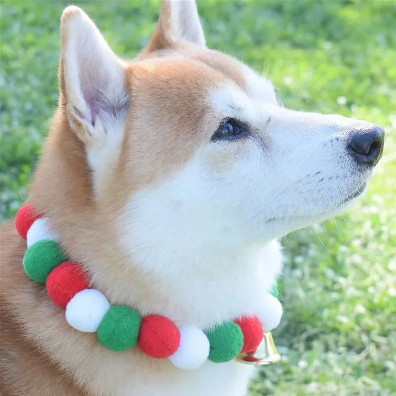 Pet Dog Bow Tie Rainbow Flower Hair Ball Necklace Cat Collar Pet Dog Cat Bowties Neckties Dog Grooming Accessories