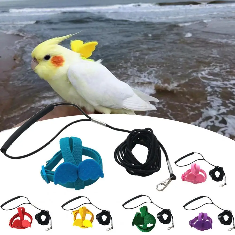 Long Cable Bird Harness Leash Anti-Bite Training Rope Decorative Lightweight Parakeet Parrot Vest Rope For Cockatiel Small Birds