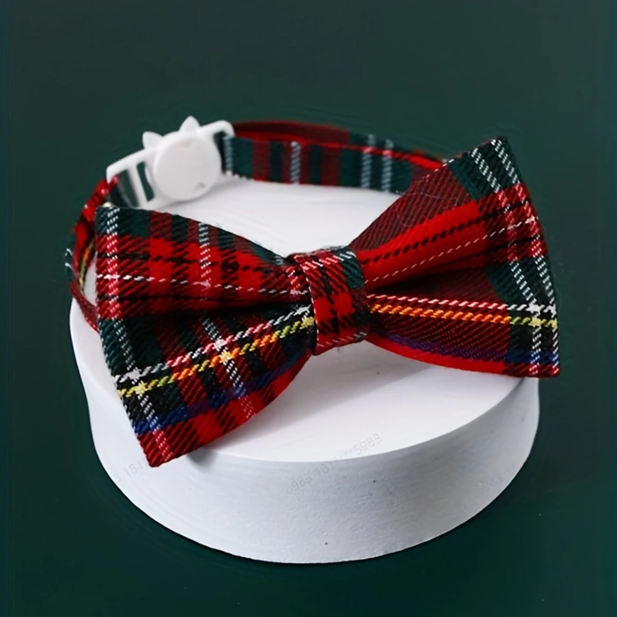 1pc Pet Breakaway Cat Collar Bow Tie and Bell Cute Plaid Christmas Red Elastic Adjustable Dog Collar With Sash Small Bell For Ca