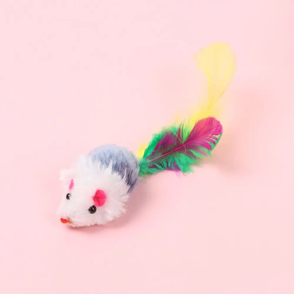 10Pcs Cat Mouse Toys Cat Toy Mice Rattle Set Interactive Cat Toy for Indoor Cats Kittens Assorted Color Toys with Feather Tail