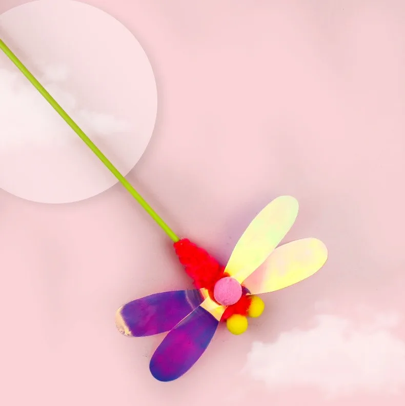 Cat Toy Feather Cats Sticks Insects Toys for Cats Teasing Butterfly Stick Cat Toys Interactive Wool Ball Teaser Toy Pet Products