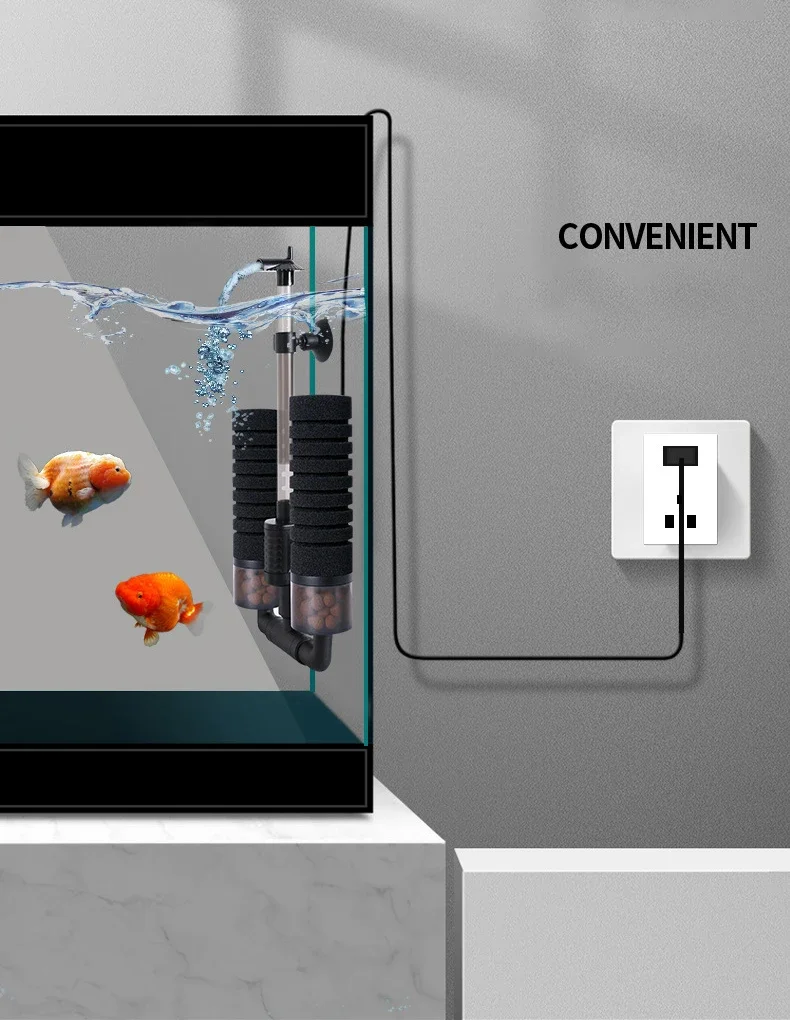 220V 50Hz Aquarium Filter Electric Power Filter Biochemical Sponge Silence Submersible Bio Media Balls Fish Tank Accessories