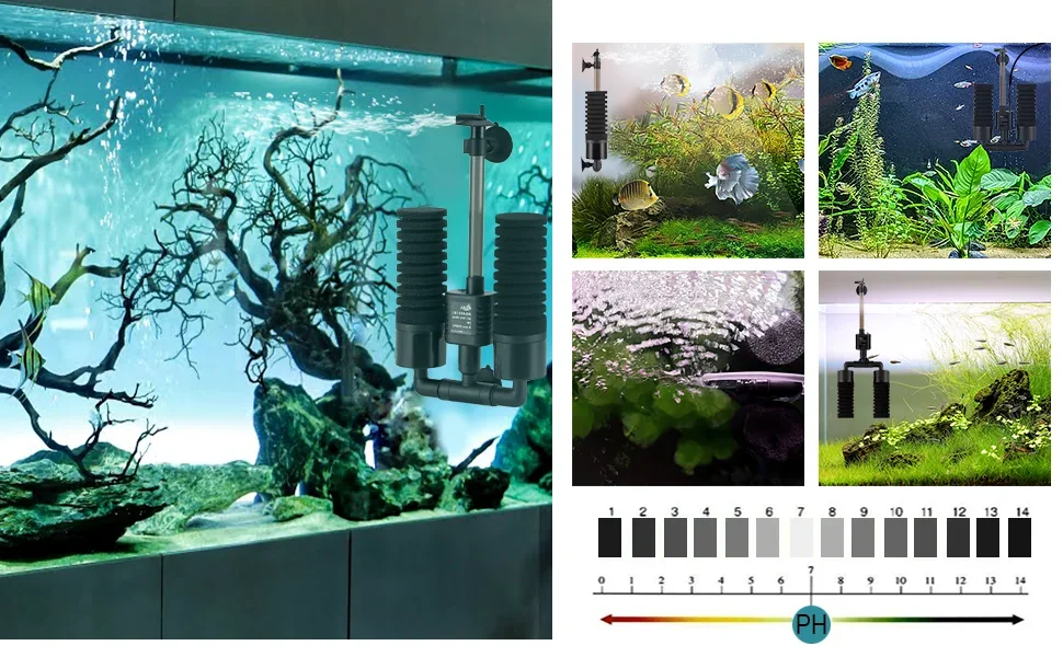 220V 50Hz Aquarium Filter Electric Power Filter Biochemical Sponge Silence Submersible Bio Media Balls Fish Tank Accessories