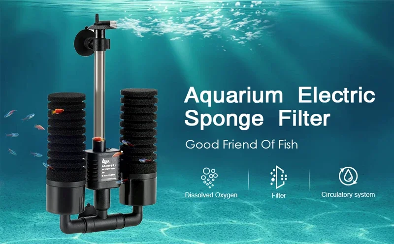 220V 50Hz Aquarium Filter Electric Power Filter Biochemical Sponge Silence Submersible Bio Media Balls Fish Tank Accessories