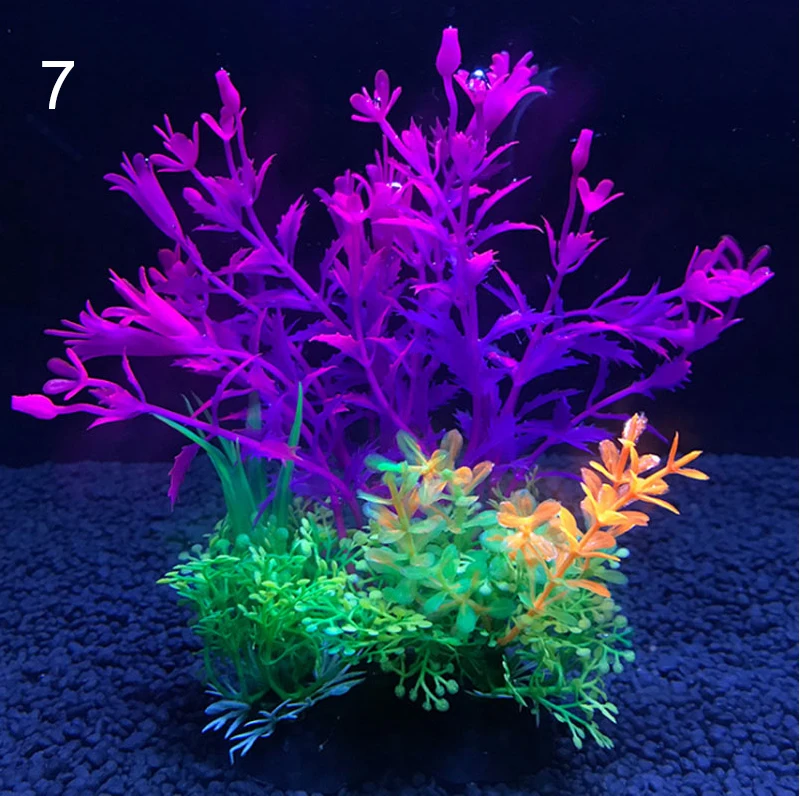 Artificial Aquarium Decor Plants Water Plastic Ornament Aquatic Plant Fish Tank Grass Decoration Accessories 14cm 12 Kinds