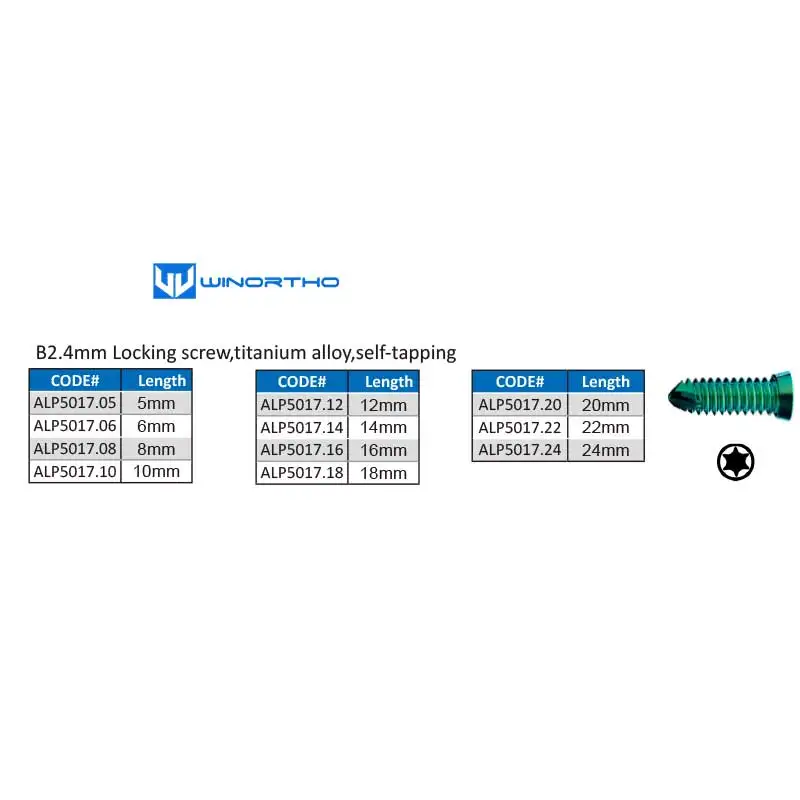 B1.6 2.4 3.2 4.0 MM LOCKING SCREWS ALPS Veterinary Instrument small animal orthopedic surgical plates tplo vet supply tool pet