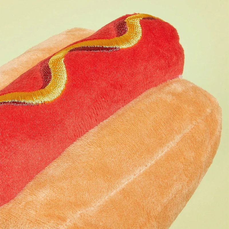1pc Hot Dog Design Pet Grinding Teeth Squeaky Plush Toy, Durable Chew Toy For Dog Interactive Supply