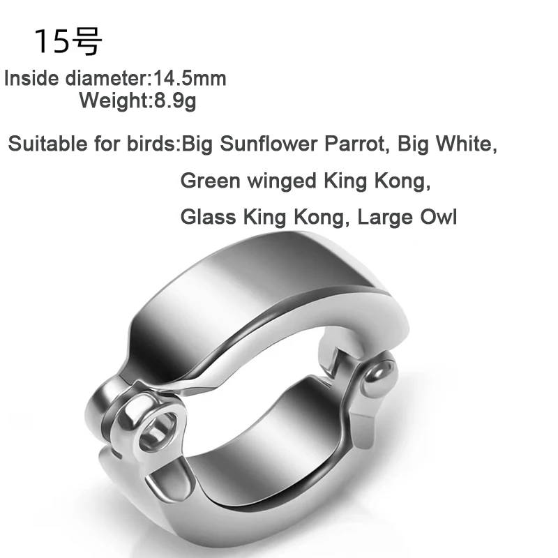 Parrot Leg Ring Stainless Steel Pet Bird Leg Ring Outdoor Flight Training Activity Anti Loss Open Leg Ring Foot Ring Chain