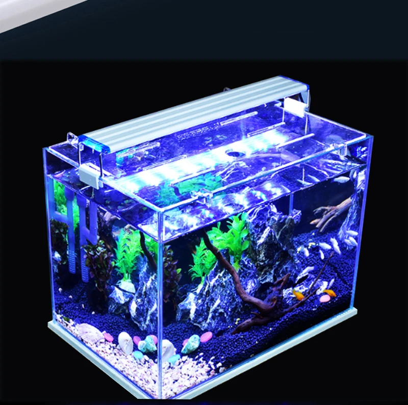 Aquarium LED Light Super Slim Fish Tank Aquatic Plant Grow Lighting Waterproof Bright Clip Lamp Blue LED 18-75cm for Plants 220v