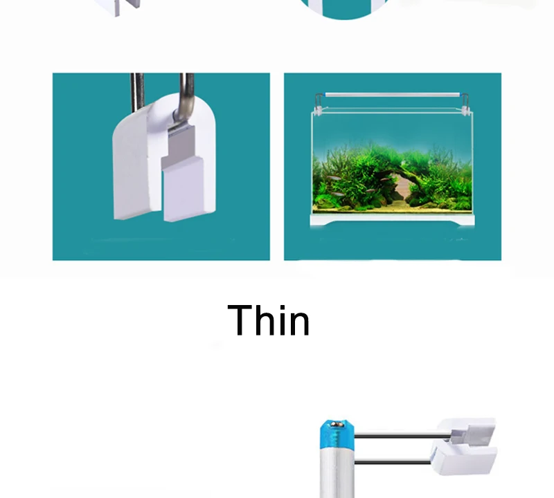Aquarium LED Light Super Slim Fish Tank Aquatic Plant Grow Lighting Waterproof Bright Clip Lamp Blue LED 18-75cm for Plants 220v