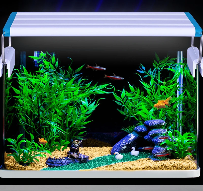 Aquarium LED Light Super Slim Fish Tank Aquatic Plant Grow Lighting Waterproof Bright Clip Lamp Blue LED 18-75cm for Plants 220v