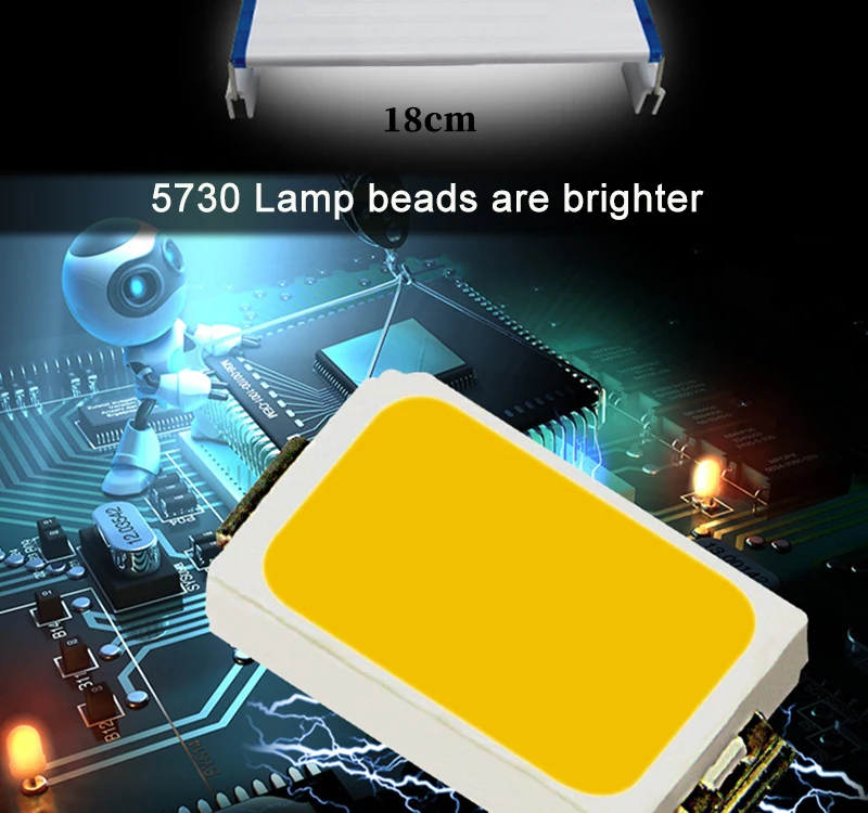 Aquarium LED Light Super Slim Fish Tank Aquatic Plant Grow Lighting Waterproof Bright Clip Lamp Blue LED 18-75cm for Plants 220v