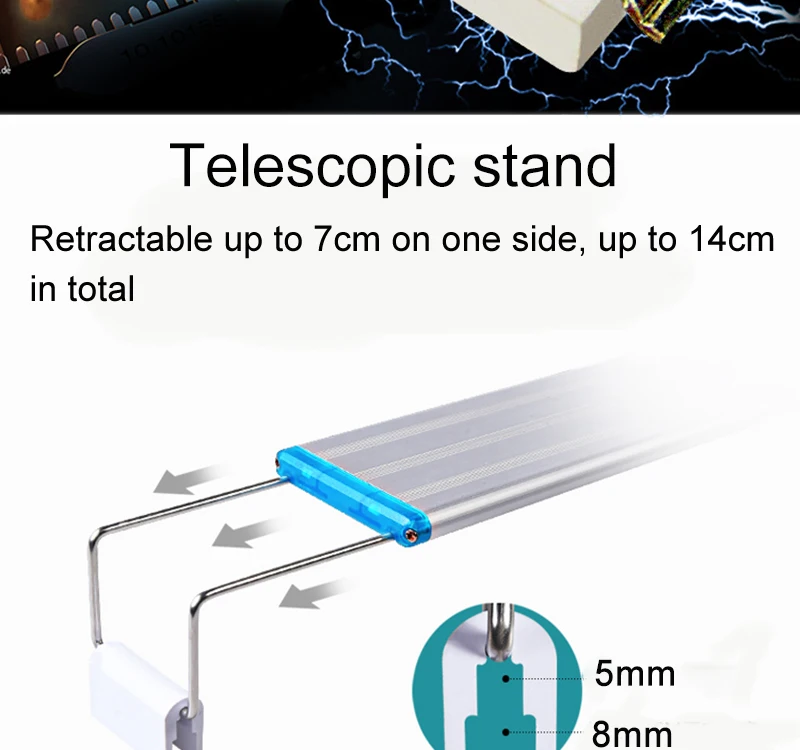 Aquarium LED Light Super Slim Fish Tank Aquatic Plant Grow Lighting Waterproof Bright Clip Lamp Blue LED 18-75cm for Plants 220v