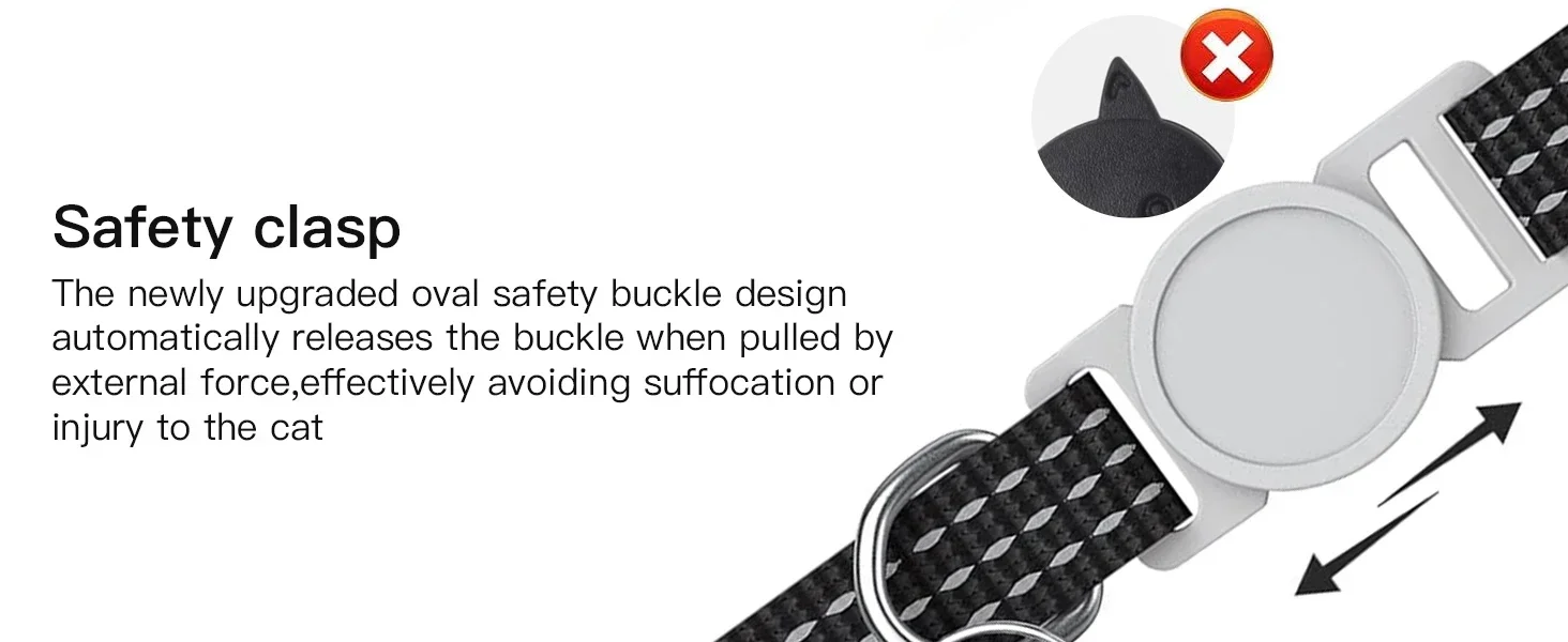For Air Tag Pet Collar for Cats Dogs, Reflective Kitten Collar with Airtag Holder and Bell for Girl Boy Cat, Safe Breakaway