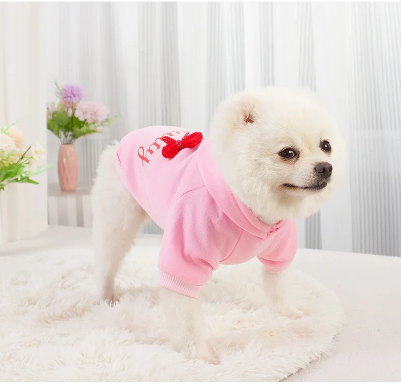 Autumn Winter Dog Clothes for Small Dogs Girls, Fleece Lined Dog Hoodies Sweater Puppy Sweatshirt Chihuahua Yorkie Apparel