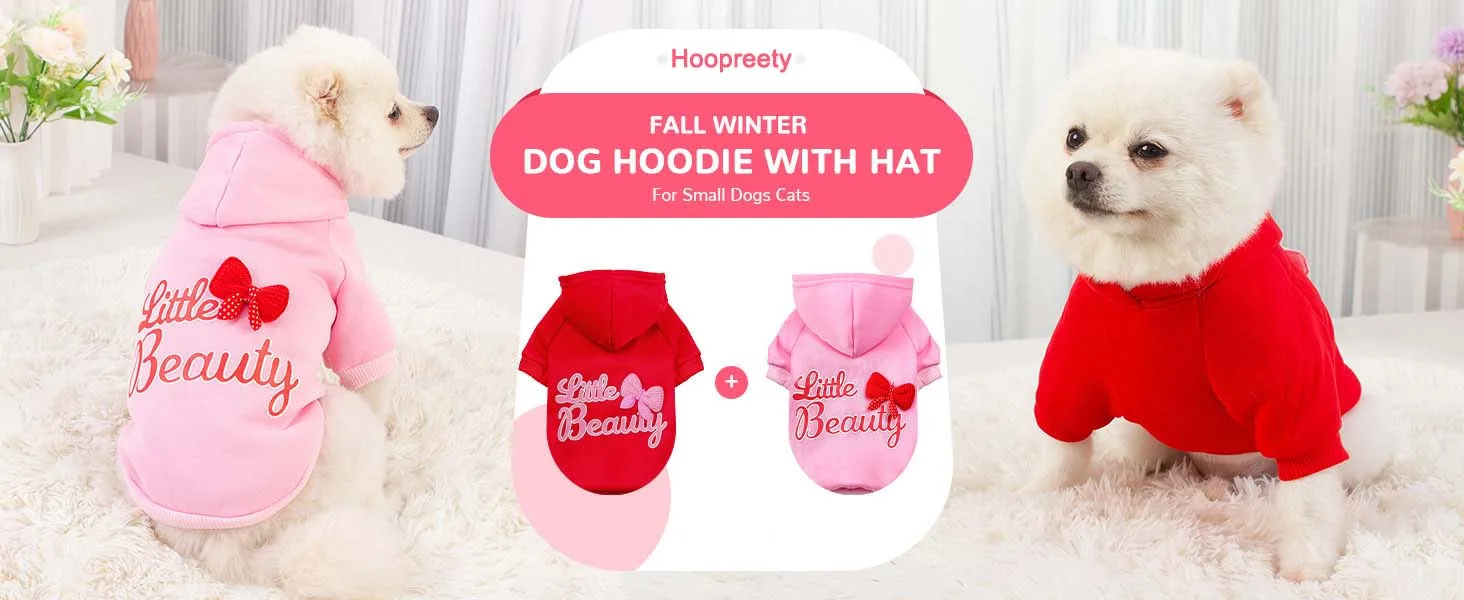 Autumn Winter Dog Clothes for Small Dogs Girls, Fleece Lined Dog Hoodies Sweater Puppy Sweatshirt Chihuahua Yorkie Apparel