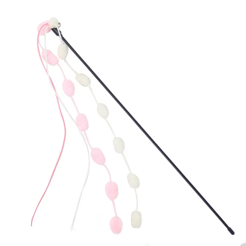 Cat Tassel Toy Plush Ball Cats Teaser Wand Cats Interactive Toys Funny Bell Ribbon PoleTeaser Wand Pet Cat Supplies Accessory