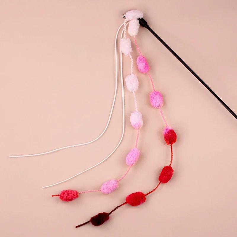 Cat Tassel Toy Plush Ball Cats Teaser Wand Cats Interactive Toys Funny Bell Ribbon PoleTeaser Wand Pet Cat Supplies Accessory