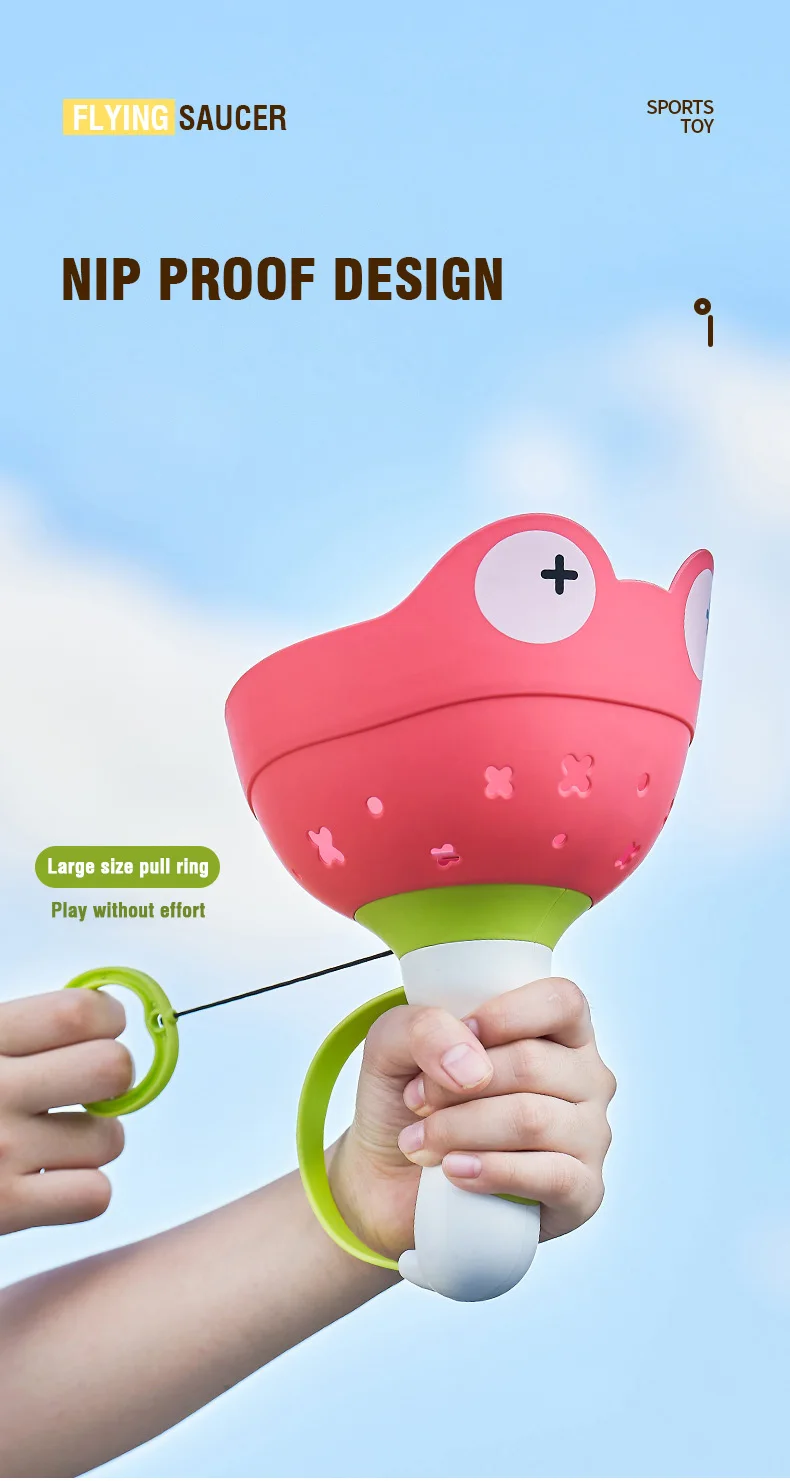 Puppy Flying Disc Launcher Frog Catches Toy Dog Doggy Outdoor Games Fly Disc Pull String Throw Catch Jump Toys for Pets