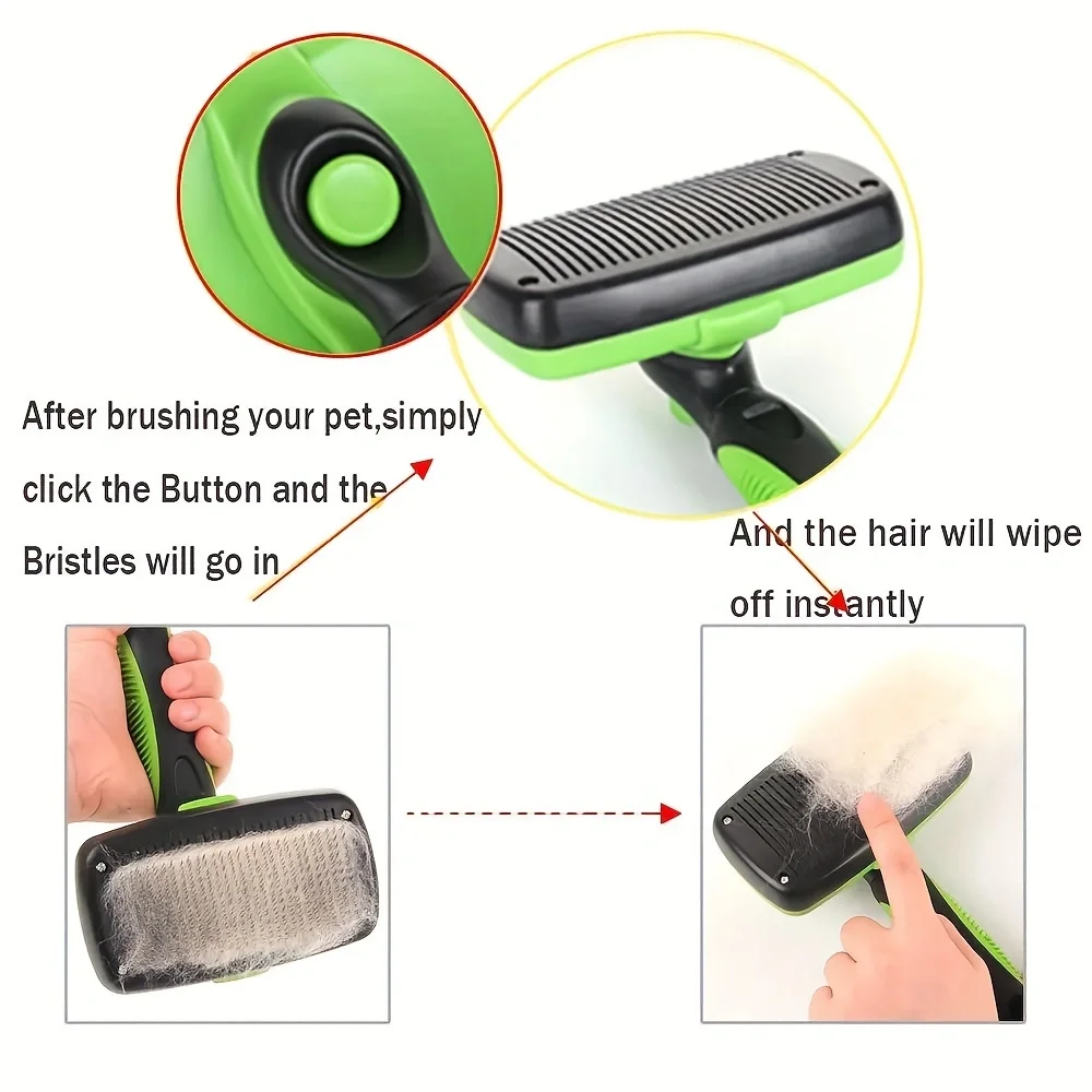 Pet Grooming Tool self cleaning Shedding Comb Pet Hair Removal Brush