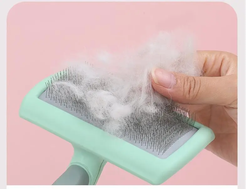 Dog Brush Stainless Steel Dogs Combs Massage Dog Grooming Brush Pet Hair Remover Cleaning Tools Soft Handle Cat Comb Brush Cat