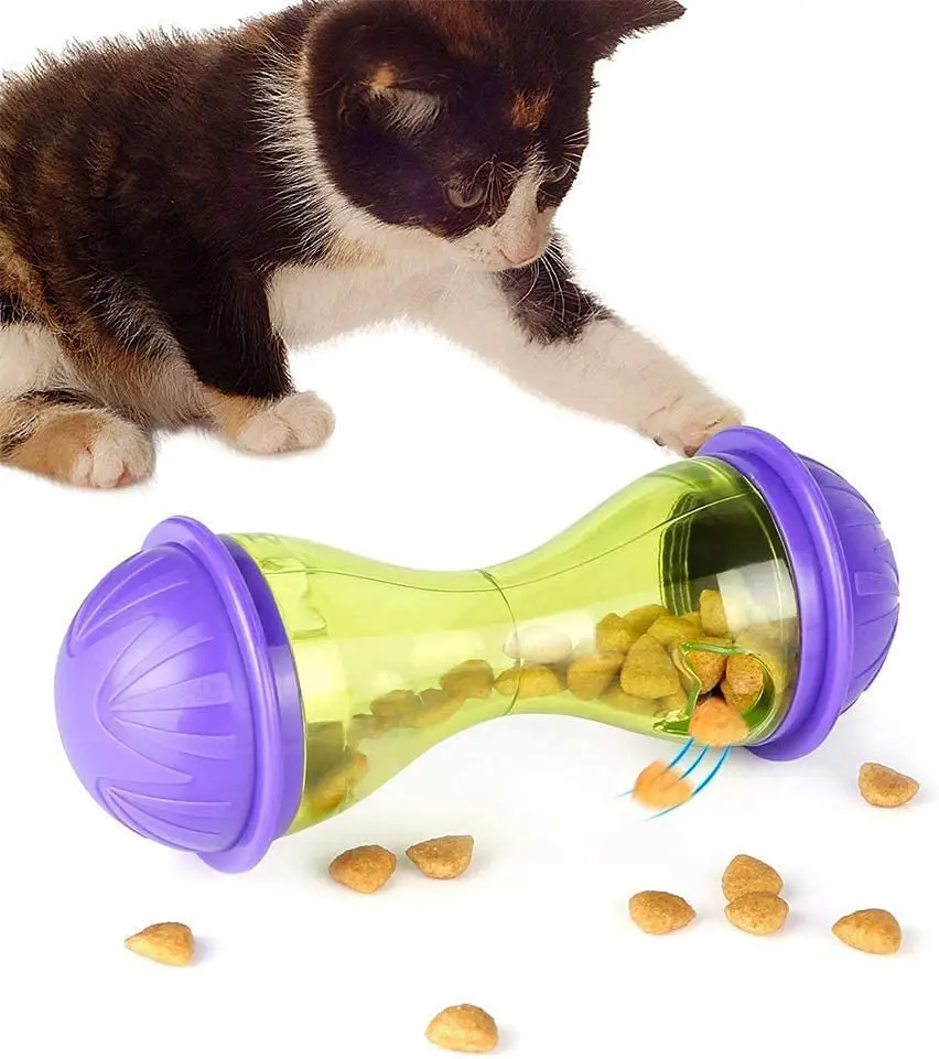 Cat Mice Food Tumbler Cat Food Toy Ball Interactive Cat Food Feeder Leak Food Interesting Plastic Cat Food Dispenser Treat Toy