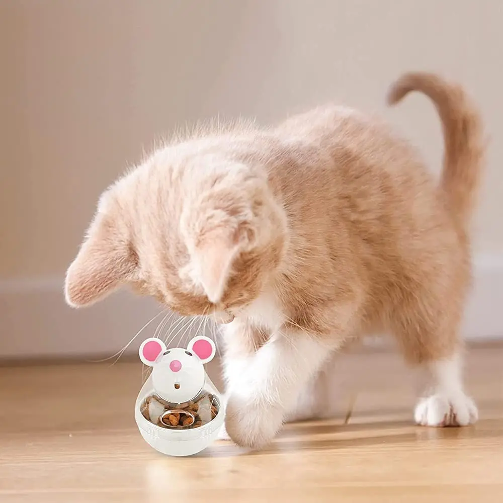 Cat Mice Food Tumbler Cat Food Toy Ball Interactive Cat Food Feeder Leak Food Interesting Plastic Cat Food Dispenser Treat Toy
