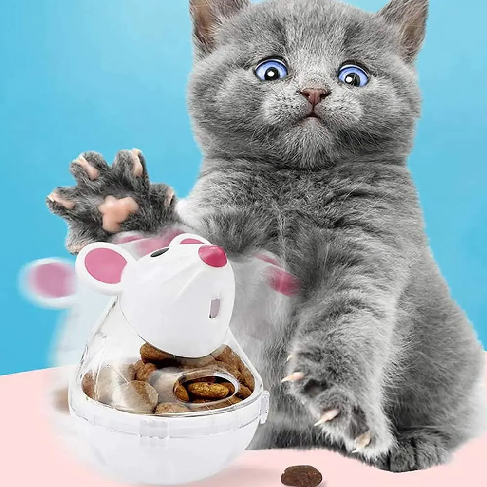 Cat Mice Food Tumbler Cat Food Toy Ball Interactive Cat Food Feeder Leak Food Interesting Plastic Cat Food Dispenser Treat Toy