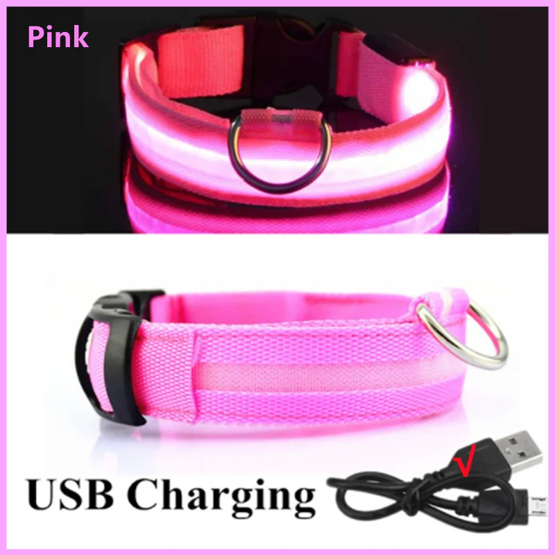 LED Luminous Collar Adjustable Glowing Dog Collar USB Rechargea Flashing Anti-Lost/Avoid Car Accident Collar Dogs Pet Products