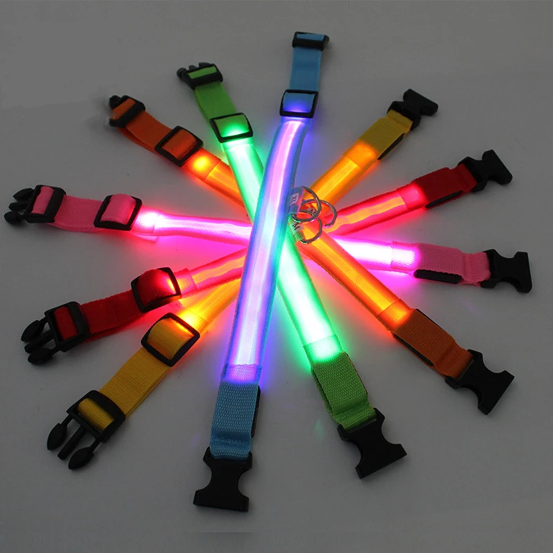 LED Luminous Collar Adjustable Glowing Dog Collar USB Rechargea Flashing Anti-Lost/Avoid Car Accident Collar Dogs Pet Products