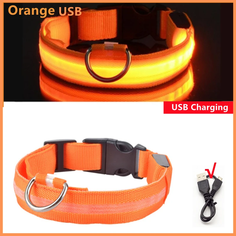 LED Luminous Collar Adjustable Glowing Dog Collar USB Rechargea Flashing Anti-Lost/Avoid Car Accident Collar Dogs Pet Products