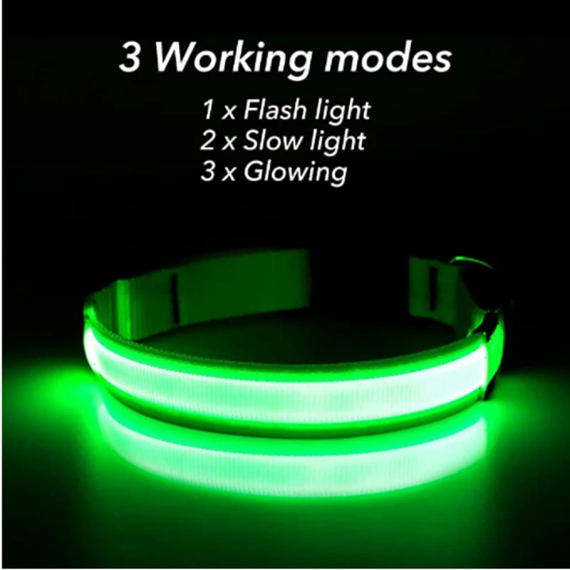 LED Luminous Collar Adjustable Glowing Dog Collar USB Rechargea Flashing Anti-Lost/Avoid Car Accident Collar Dogs Pet Products