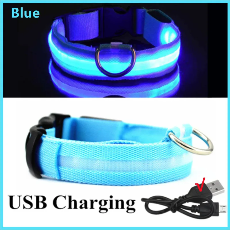 LED Luminous Collar Adjustable Glowing Dog Collar USB Rechargea Flashing Anti-Lost/Avoid Car Accident Collar Dogs Pet Products