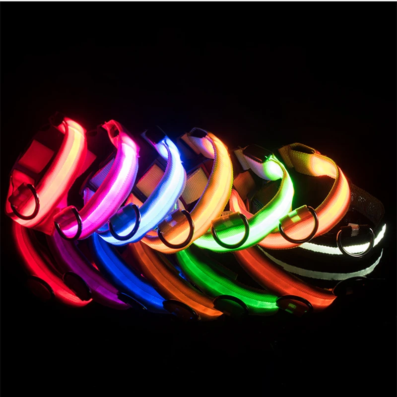 LED Luminous Collar Adjustable Glowing Dog Collar USB Rechargea Flashing Anti-Lost/Avoid Car Accident Collar Dogs Pet Products